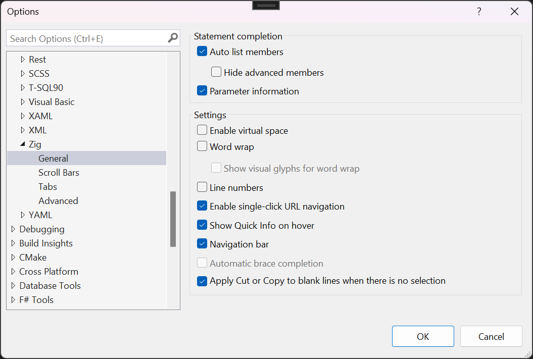 Tool Option Text Editor Zig General